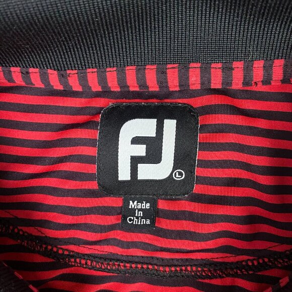 FootJoy Polo Shirt Men's Large Red Black Striped Golf Performance Wear Stripe - Picture 6 of 9